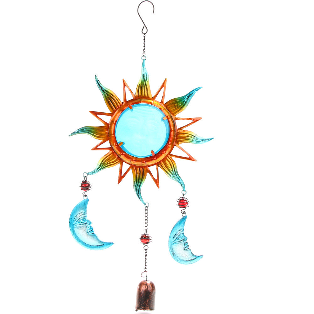 Wholesale Sun and Moon Metal Glass Painted Wind Chime